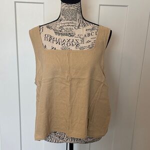 Express Square Neck Tank Top in Beige/Tan